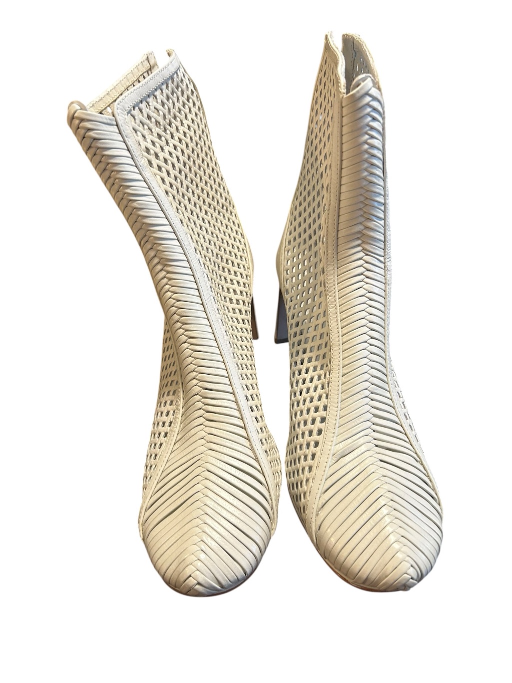 Daniella Shevel Isabella White Handwoven Leather Ankle Booties Size 38/7.5 — image 3 of 6
